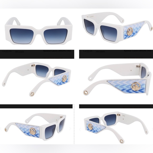 LANVIN RECTANGULAR FASHION FORWARD SUNGLASSES WITH WOVEN FABRIC ARMS,M&D IN GOLD - Picture 5 of 16